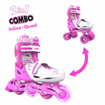 YVOLUTION Neon Combo 2 in 1 Adjustable Kids Inline Skates - Pink YVOLUTION Neon Combo 2 in 1 Adjustable Kids Inline Skates - Pink