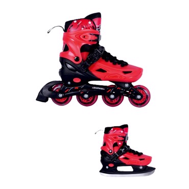 3K Αυξομειούμενα Πατίνια/Roller Skates/Παγοπέδιλα 3 σε 1 - Κόκκινο