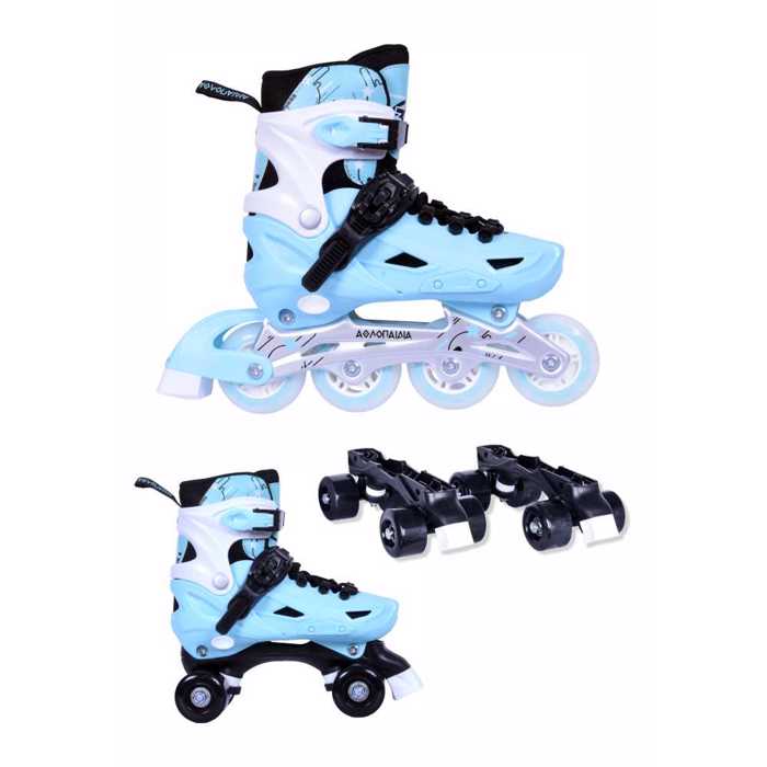 ATHLOPAIDIA 10306 Adjustable Kids Inline/Roller Skates 2 in 1 - Mint AThLOPAIDIA 10306 Afxomeioumena Patinia/Roller Skates 2 se 1 - Menta