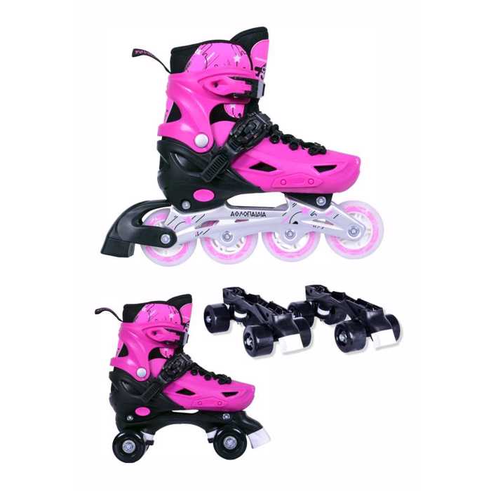 AThLOPAIDIA 10306 Afxomeioumena Patinia/Roller Skates 2 se 1 - Roz