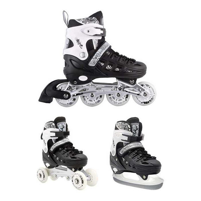 AThLOPAIDIA 10305 Afxomeioumena Patinia/Roller Skates/Pagpedila 3 se 1 - Mavro