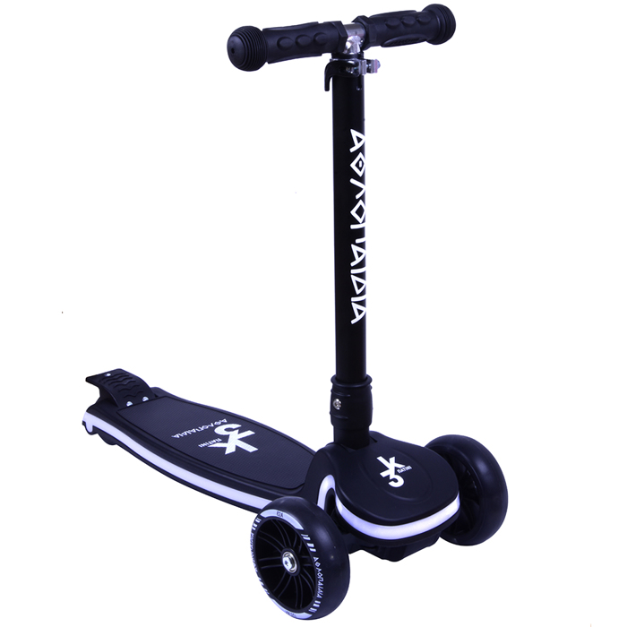 ATHLOPAIDIA Folding scooter with illuminated base and wheels - Black AThLOPAIDIA 3troxo Patini (Scooter) anadiploumeno me fotizomeni basi kai rodakia - Mavro