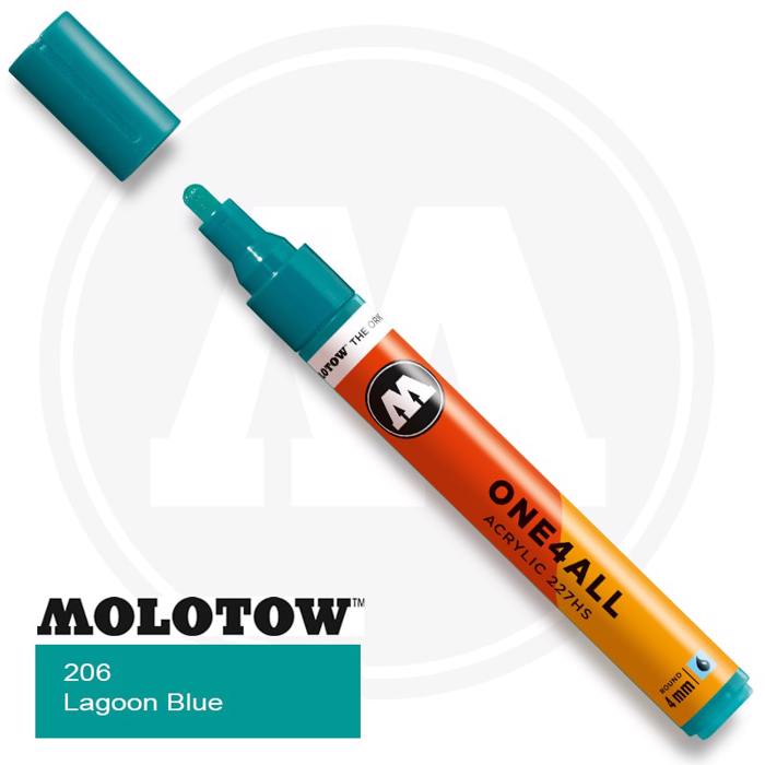 Markadoros Akrulikos Molotow One4All, 4xil., 206 Lagoon blue