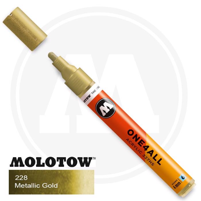 Markadoros Akrulikos Molotow One4All, 4xil., 228 Metallic gold