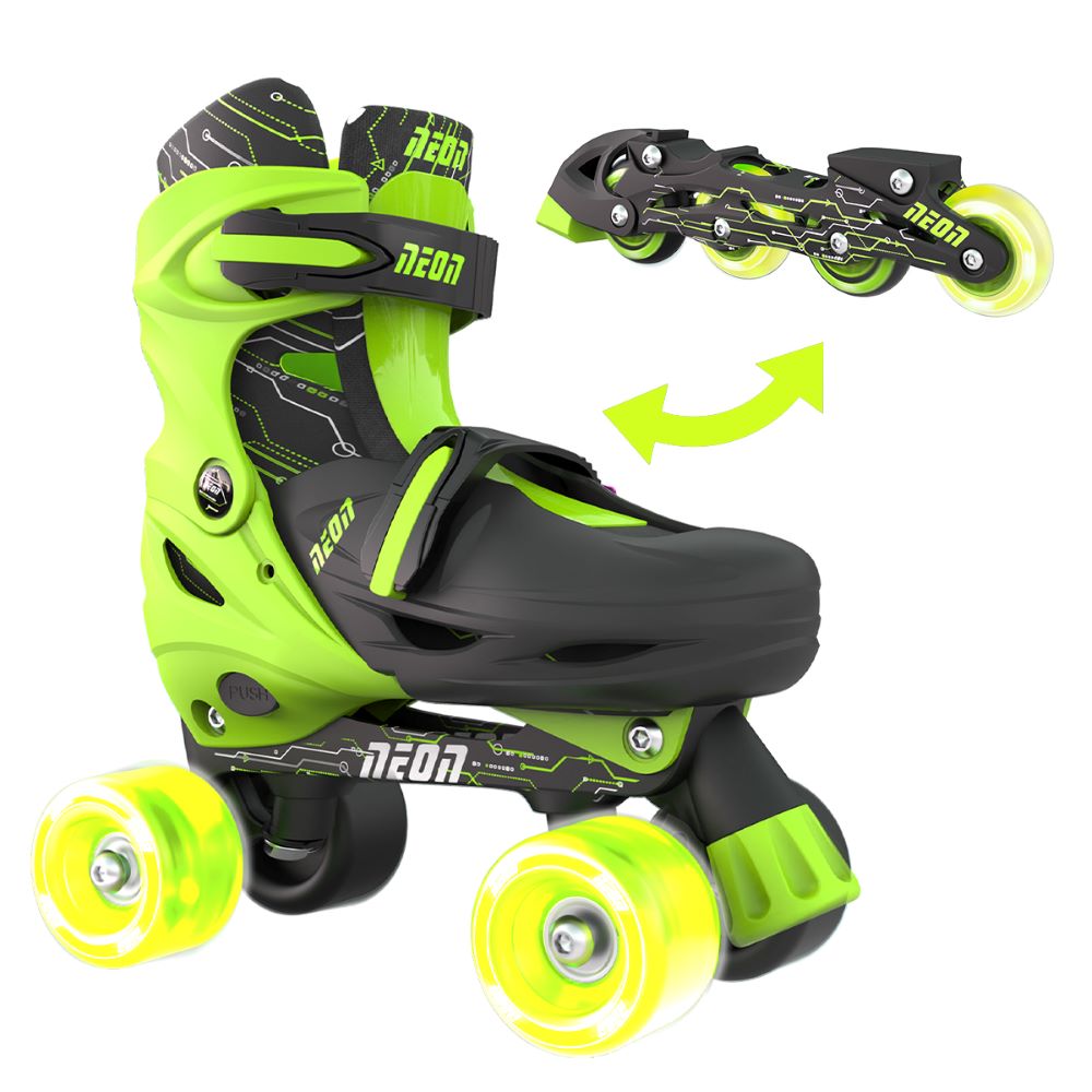 YVOLUTION Neon Combo Skates 2 in 1 - Green (EU: 34-37) | PowerSkate