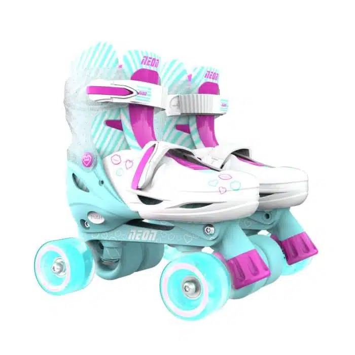 YVOLUTION Neon Combo 2 in 1 Adjustable Skates #30-33 - Teal/Pink - Image 8