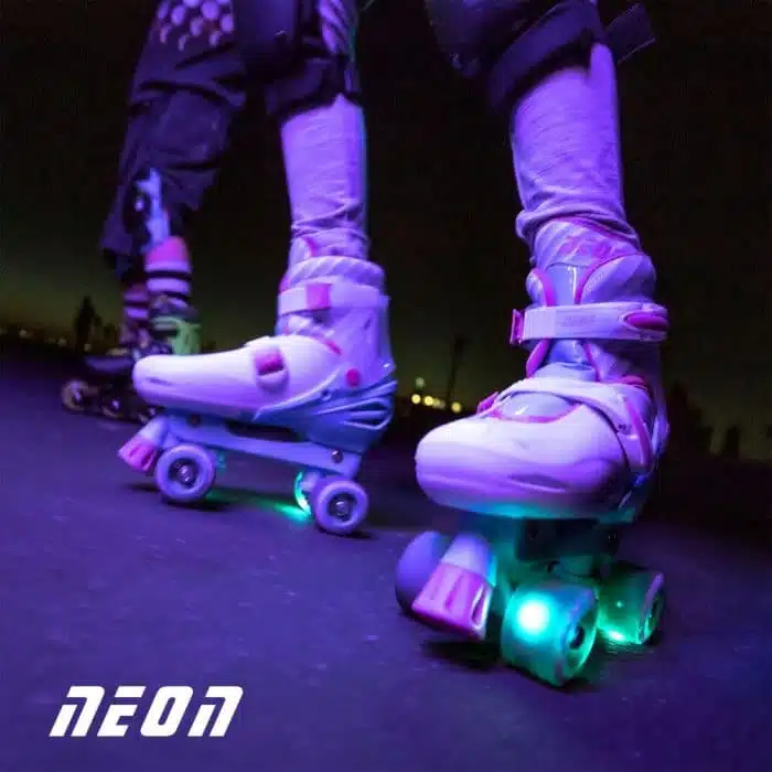 YVOLUTION Neon Combo 2 in 1 Adjustable Skates #30-33 - Teal/Pink - Image 10