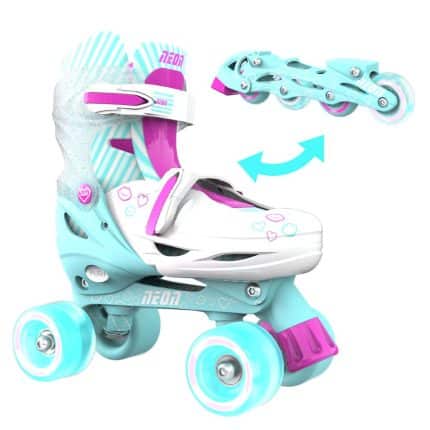 YVOLUTION Neon Combo 2 σε 1 Αυξομειούμενα Πατίνια #30-33 - Γαλάζιο/Ροζ.