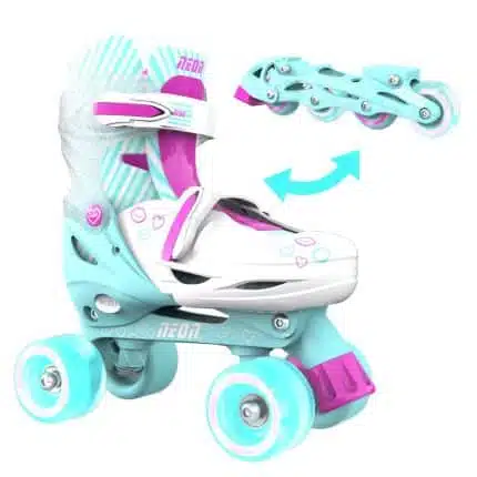 YVOLUTION Neon Combo 2 σε 1 Αυξομειούμενα Πατίνια #30-33 - Γαλάζιο/Ροζ.