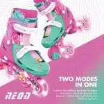 YVOLUTION Neon Combo 2 σε 1 Αυξομειούμενα Πατίνια #34-37 - Floral/Ροζ.