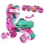YVOLUTION Neon Combo 2 σε 1 Αυξομειούμενα Πατίνια #34-37 - Floral/Ροζ.