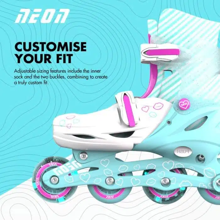 YVOLUTION Neon Combo 2 σε 1 Αυξομειούμενα Πατίνια #34-37 - Γαλάζιο/Ροζ.