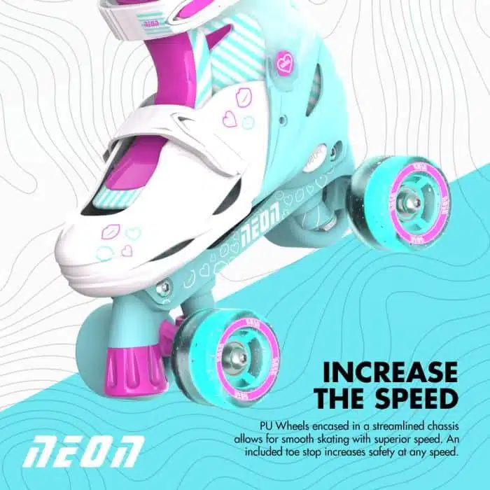 YVOLUTION Neon Combo 2 σε 1 Αυξομειούμενα Πατίνια #34-37 - Γαλάζιο/Ροζ.