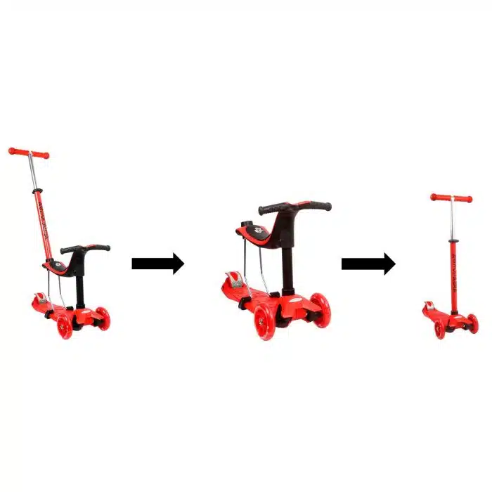 ATHLOPAIDIA Three Wheels 3 in 1 Scooter - Red - Image 4