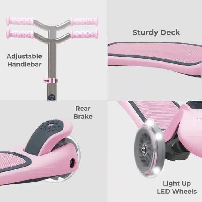 YVOLUTION Glider Air Metal HB Scooter - Pink - Image 4